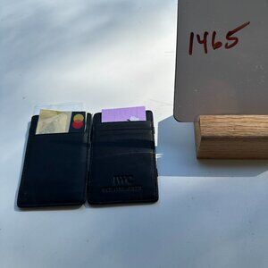 #1465 IWC Schaffhausen Black Leather Money Clip & Card Holder